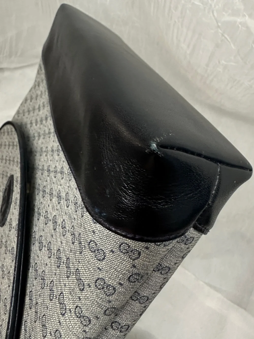 Gucci Gray/Navy/ Black-Midnight Blue Monogram Crossbody w zipper pull